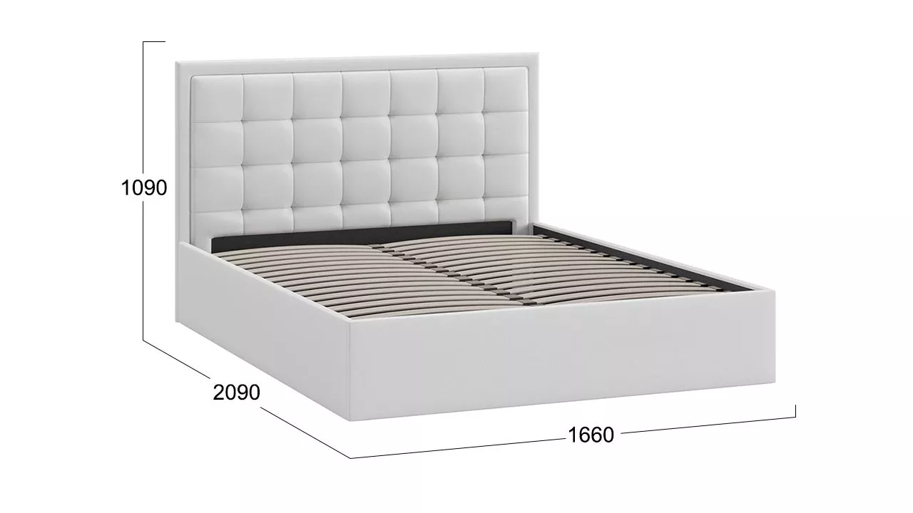 Кровать 160х200 Тип 1 Ника экокожа белая