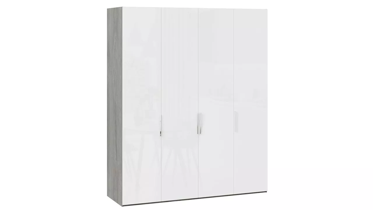 Шкаф для одежды с 4 дверьми дуб гамильтон белый глянец Эмбер СМ-348.07.019