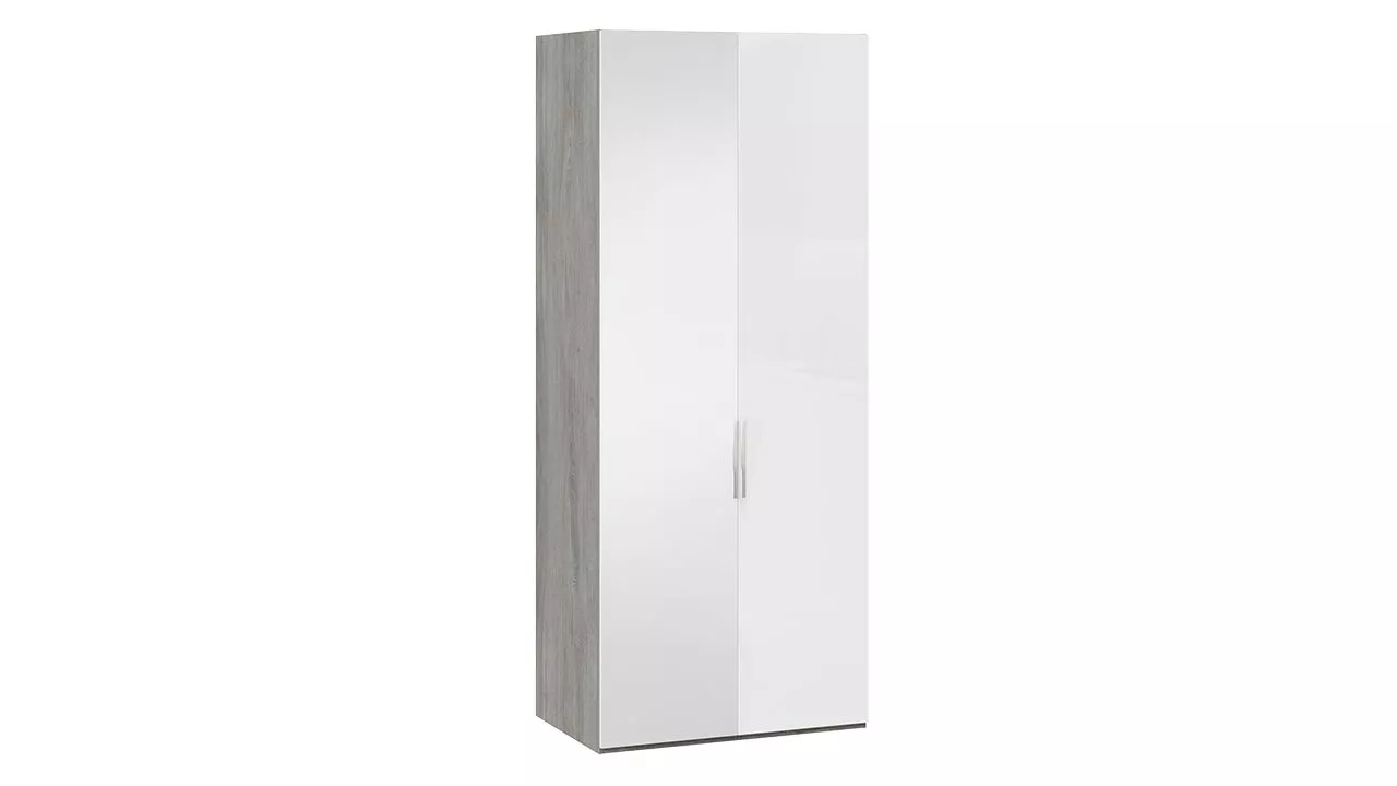 Шкаф для одежды с зеркальной дверью левый дуб гамильтон белый глянец Эмбер СМ-348.07.005 L