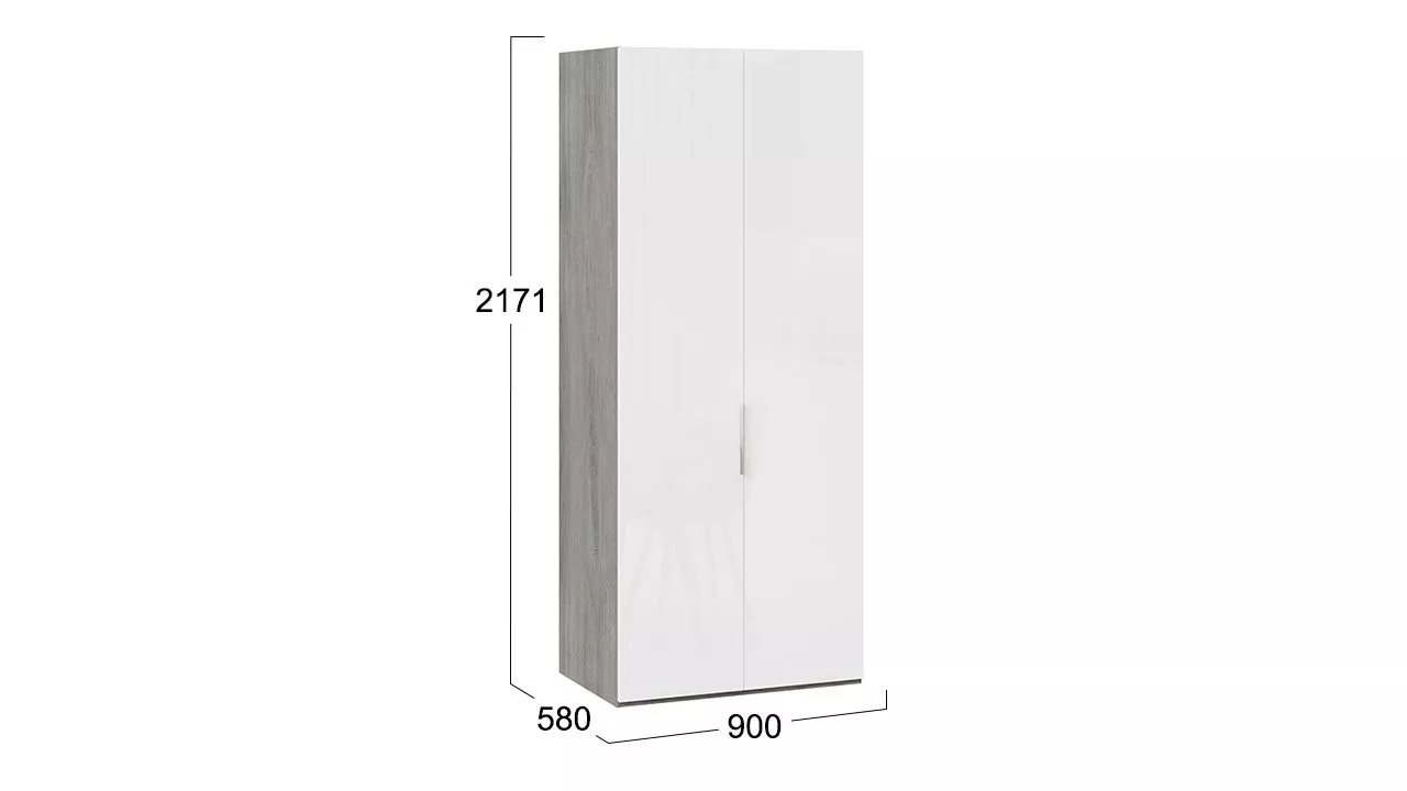 Шкаф для одежды дуб гамильтон белый глянец Эмбер СМ-348.07.003