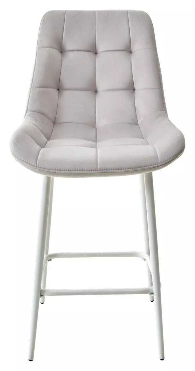 Полубарный стул ХОФМАН цвет H-09 Светло-серый велюр / белый каркас