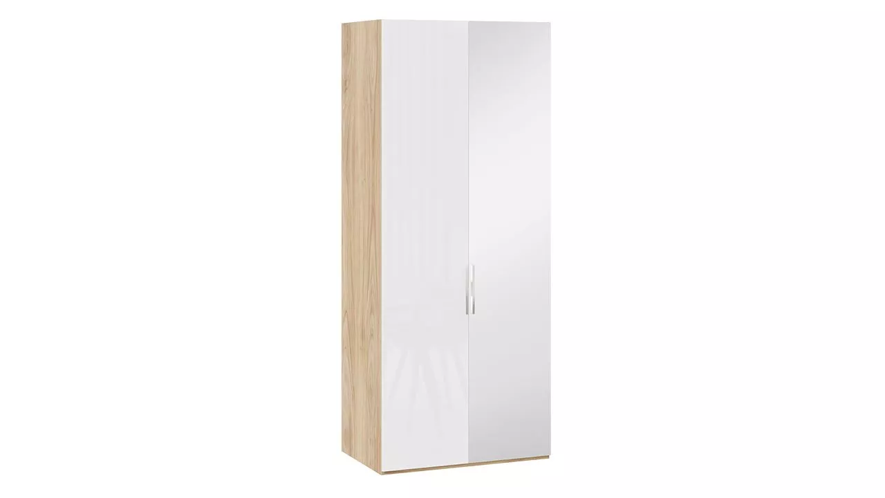 Шкаф для одежды с зеркальной дверью правый яблоня беллуно белый глянец Эмбер СМ-348.07.005 R