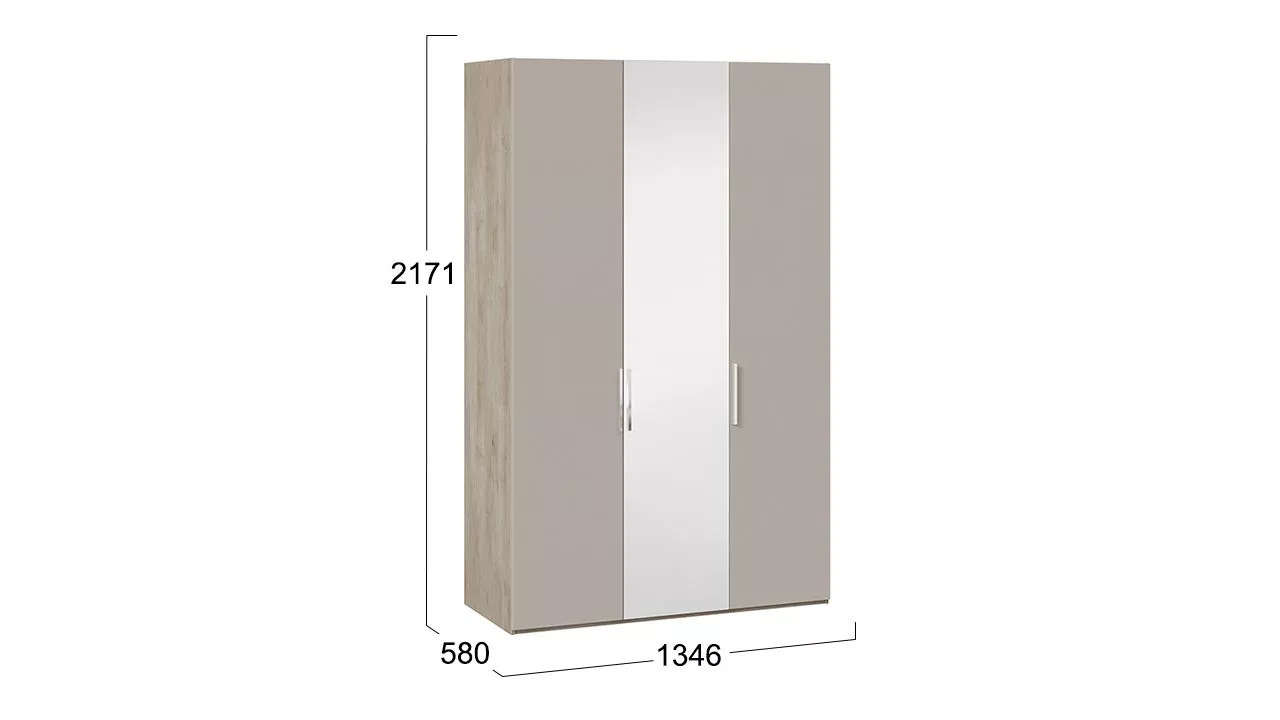 Шкаф для одежды правый баттл рок серый глянец Эмбер СМ-348.07.014