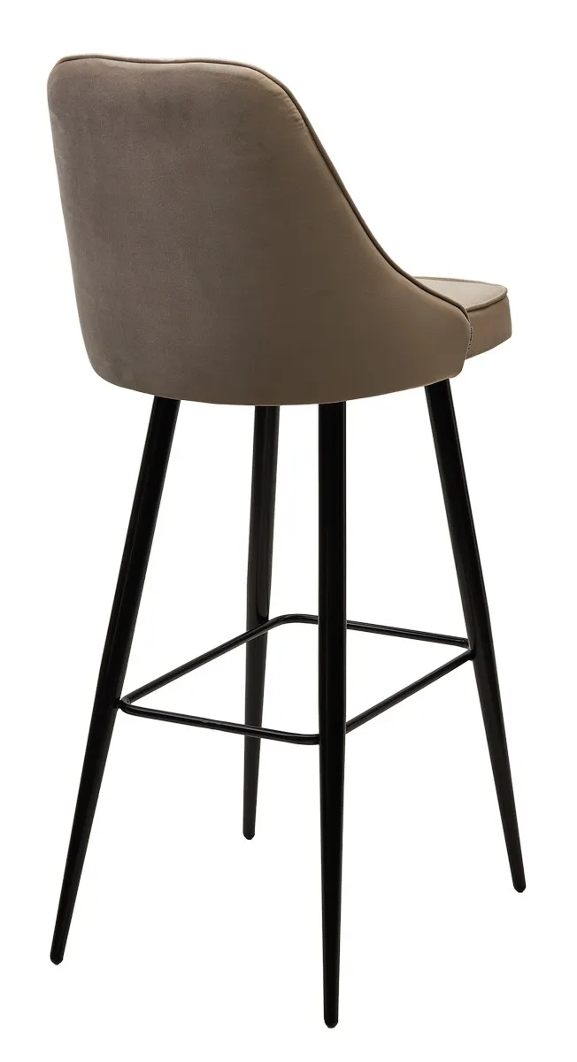 Барный стул NEPAL-BAR БЕЖЕВЫЙ #5 велюр/ черный каркас H=78cm