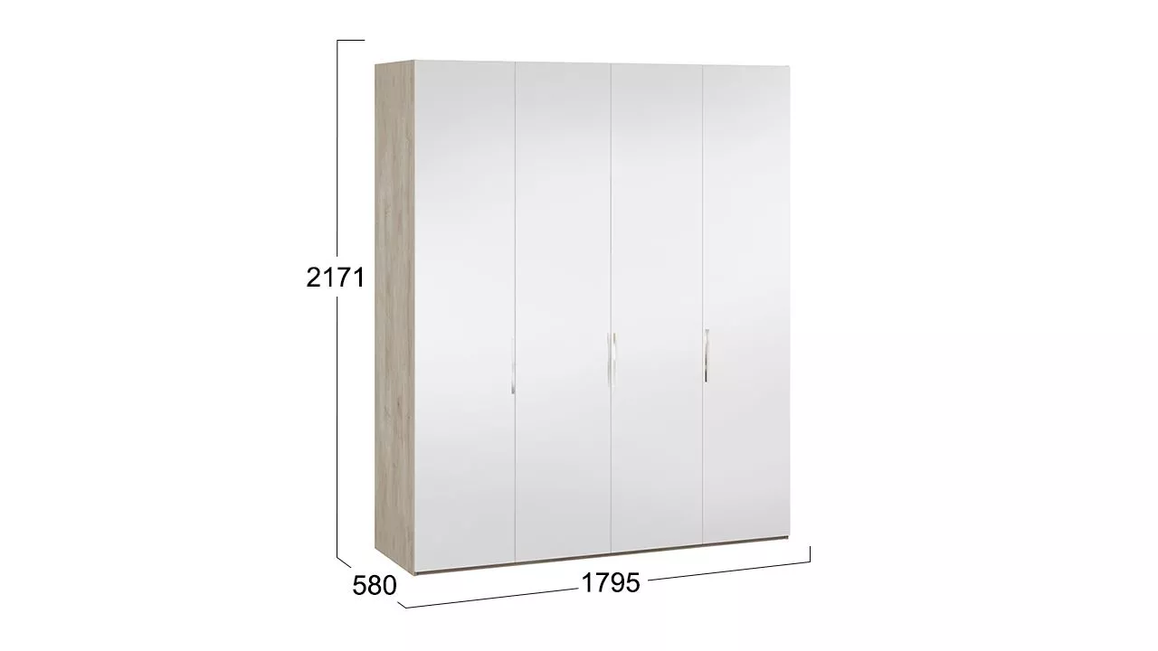 Шкаф для одежды с зеркальными дверями баттл рок Эмбер СМ-348.07.022