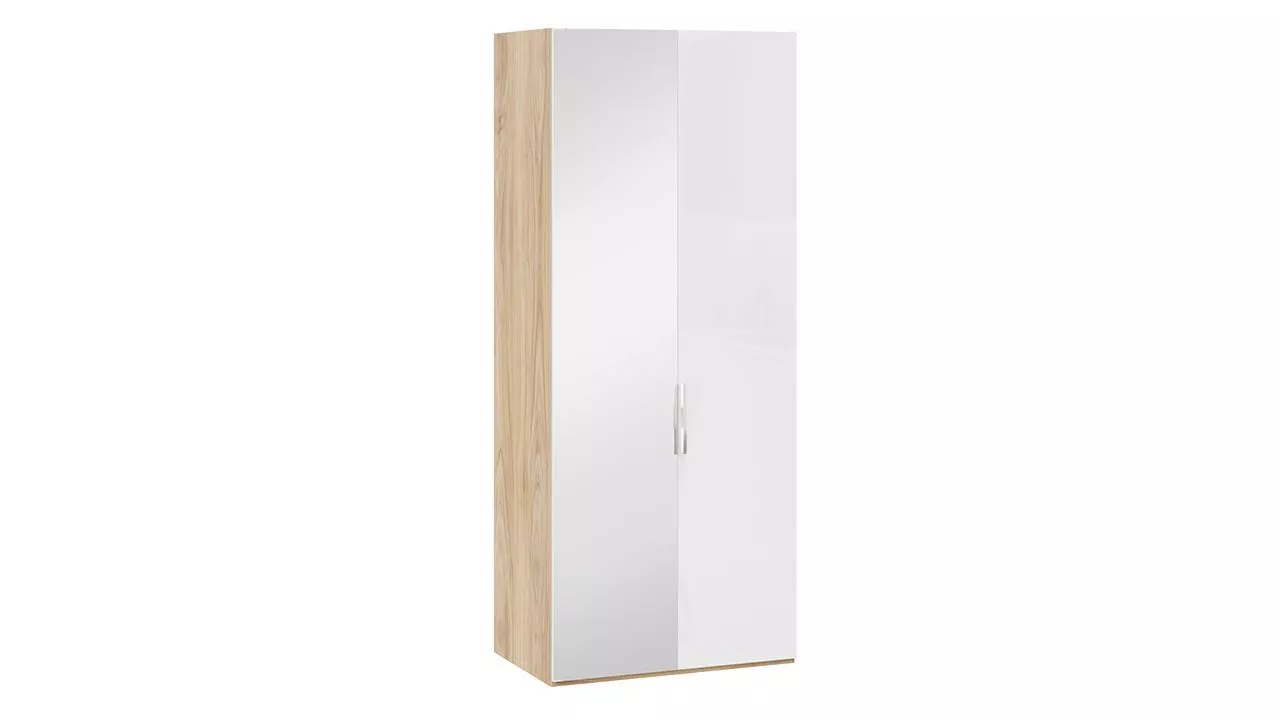 Шкаф для одежды с зеркальной дверью левый яблоня беллуно белый глянец Эмбер СМ-348.07.005 L