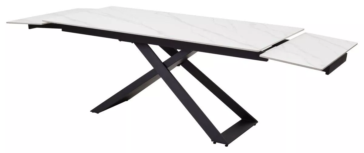 Большой стол LIVORNO 180 MATT WHITE MARBLE SINTERED STONE BLACK