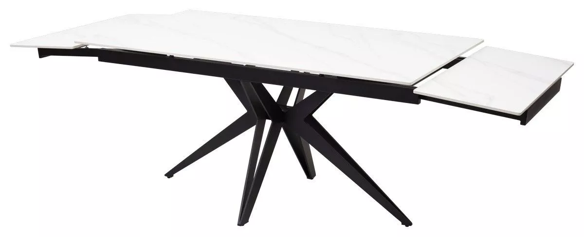 Стол FORIO 160 MATT WHITE MARBLE SINTERED STONE BLACK