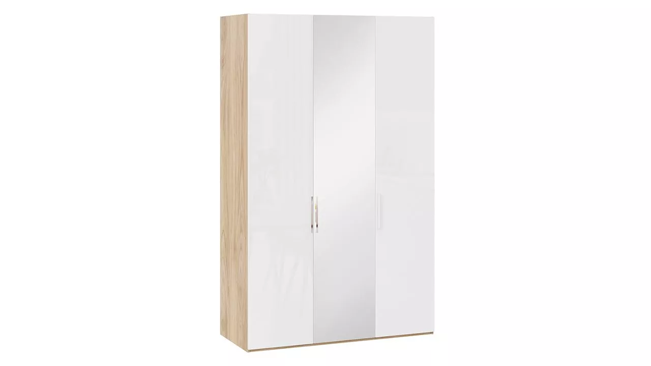 Шкаф для одежды правый яблоня беллуно белый глянец Эмбер СМ-348.07.016