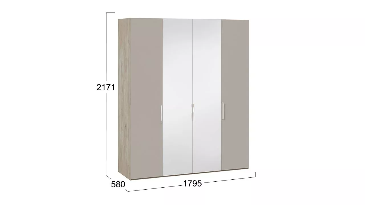 Шкаф для одежды баттл рок серый глянец Эмбер СМ-348.07.026