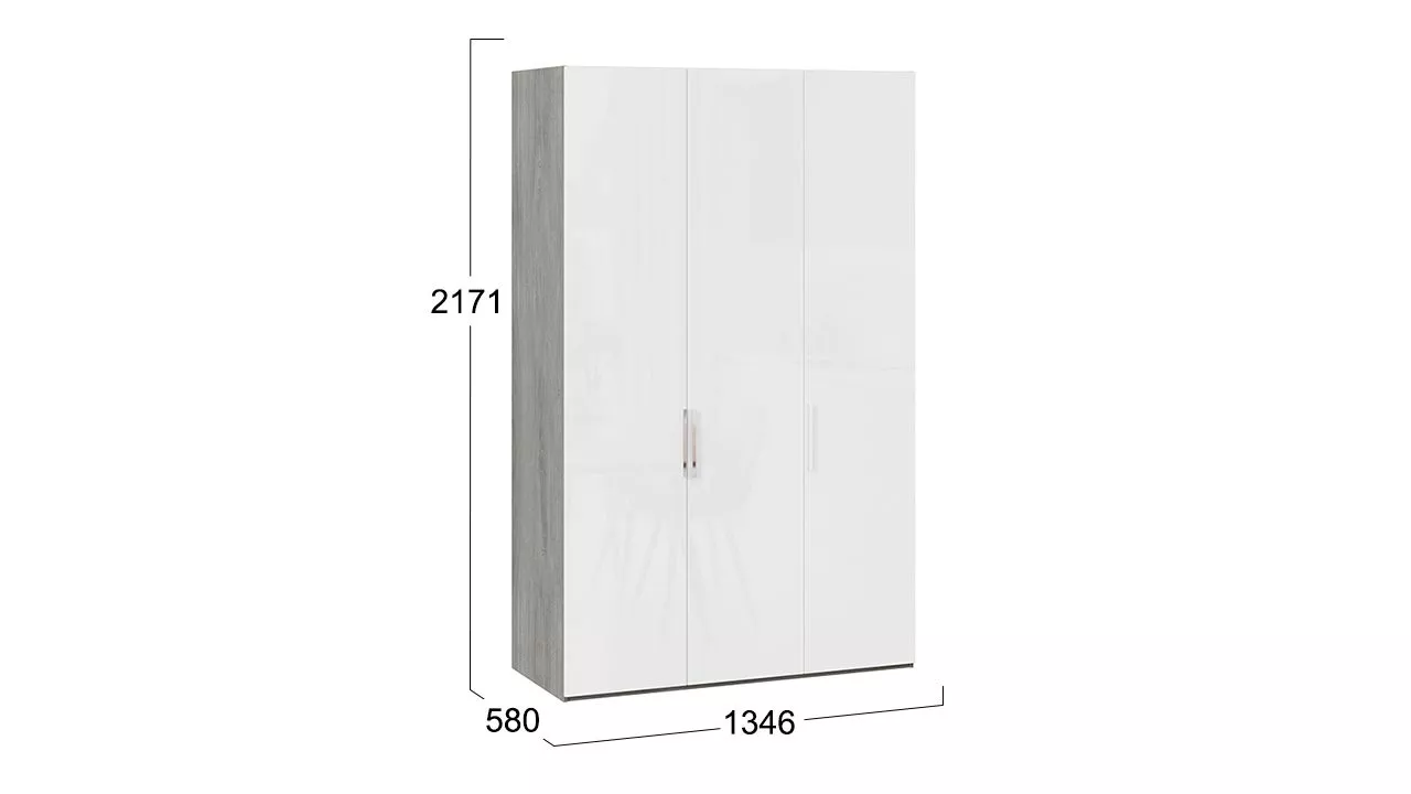 Шкаф для одежды дуб гамильтон белый глянец Эмбер СМ-348.07.008