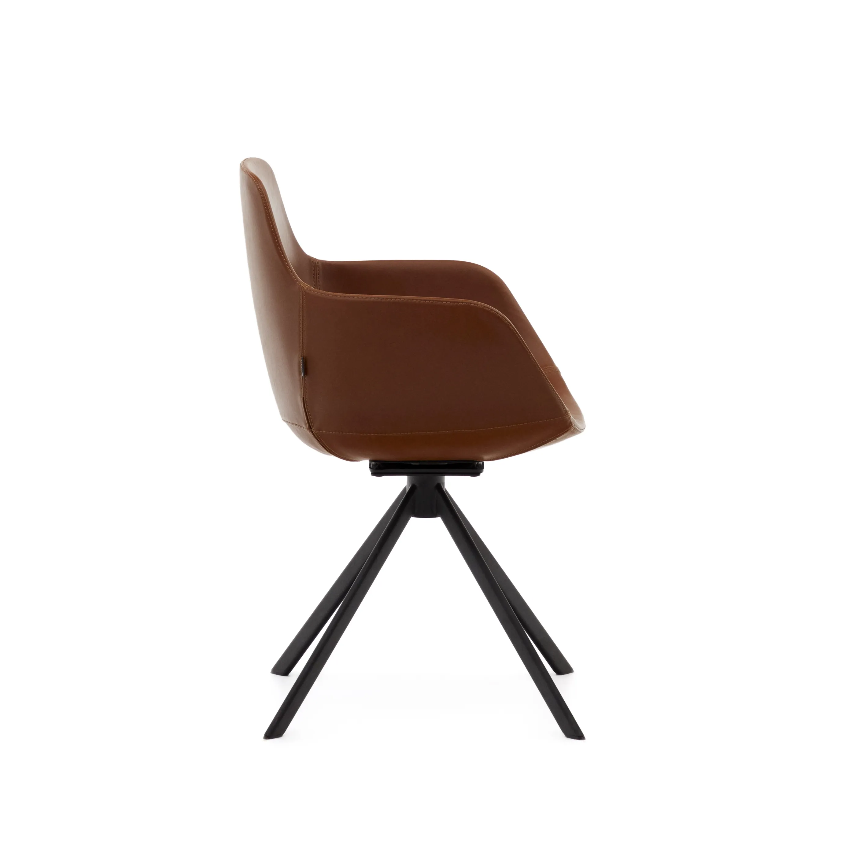 Поворотное кресло La Forma Tissiana коричневый искуственная кожа черные металлические ножки 175094