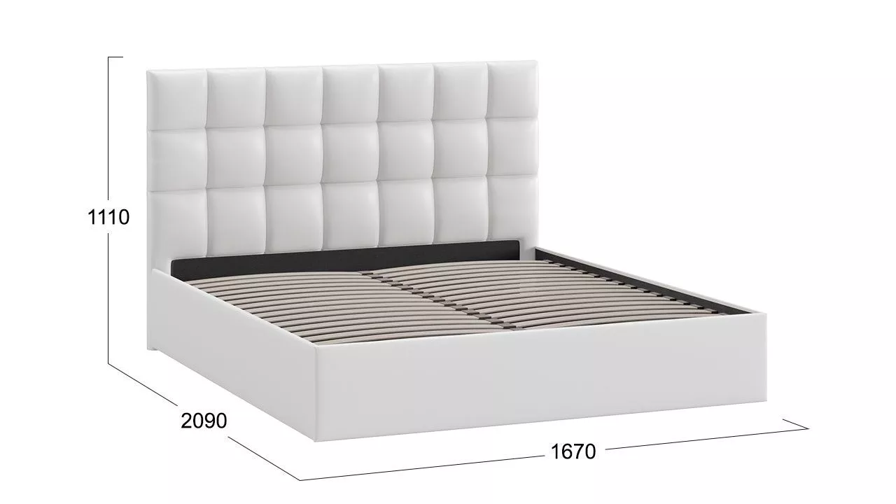 Кровать 160х200 Тип 1 Эмбер экокожа белая
