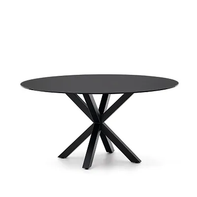 Круглый стол La Forma Argo черное стекло стальные ножки 150 см 190141