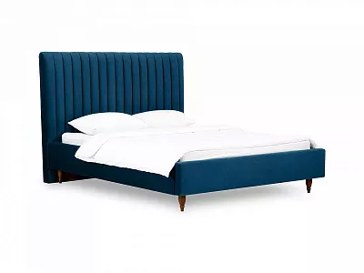 Кровать Dijon с мягким изголовьем 180х200 темно-синий 652387