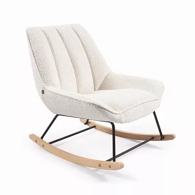 Кресло-качалка La Forma Marlina из ткани букле белого цвета