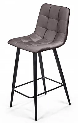 Полубарный стул CHILLI-Q графит велюр / черный каркас H=66cm