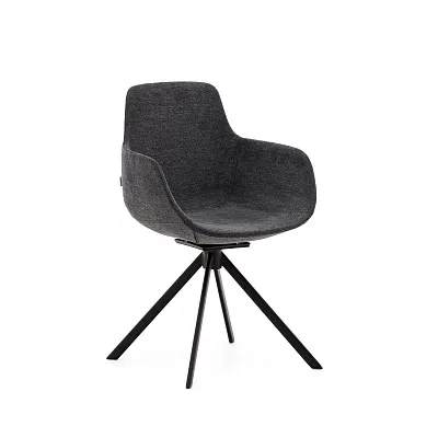 Поворотное кресло La Forma Tissiana темно-серый шенилл черные металлические ножки 175092