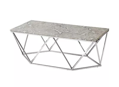 Журнальный столик Авалон 122х66 серый мрамор сталь серебро