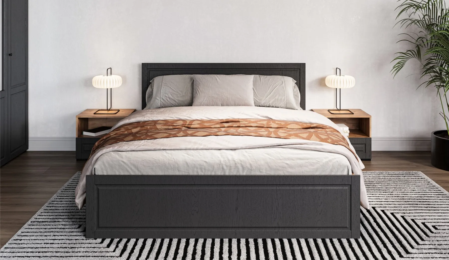 Двуспальная кровать с подъемным механизмом 160 см Лацио Сканди вотан графит