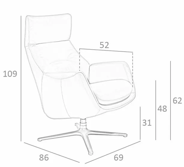 Вращающееся кресло Angel Cerda 5092/KF-A001-M5655 кожаное с откидной спинкой