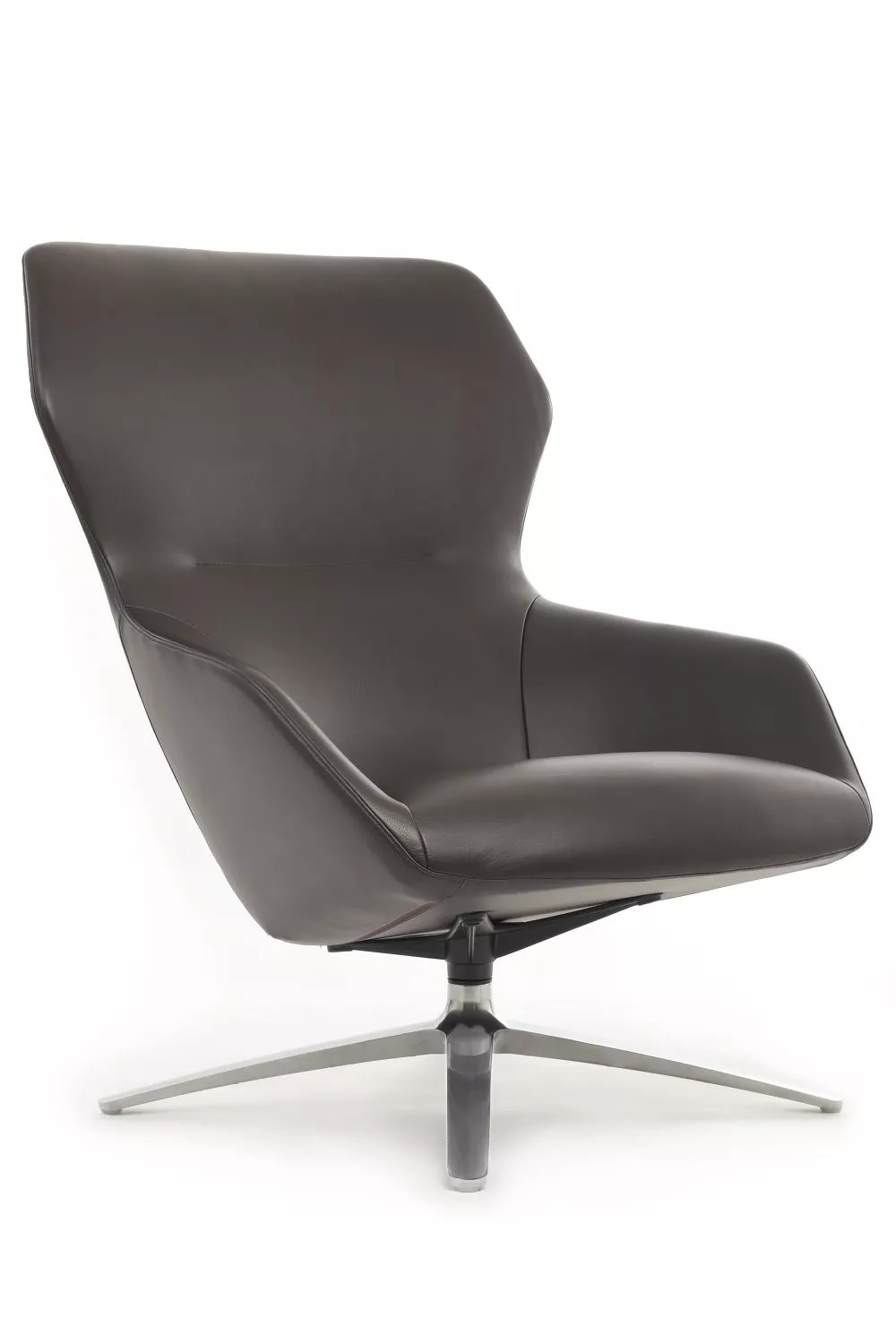 Кресло RIVA DESIGN Кресло Selin F1705 + оттоманка (кожа) темно-коричневый