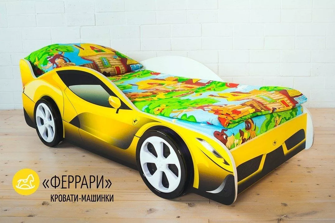 Кровать машинка ФЕРРАРИ желтый