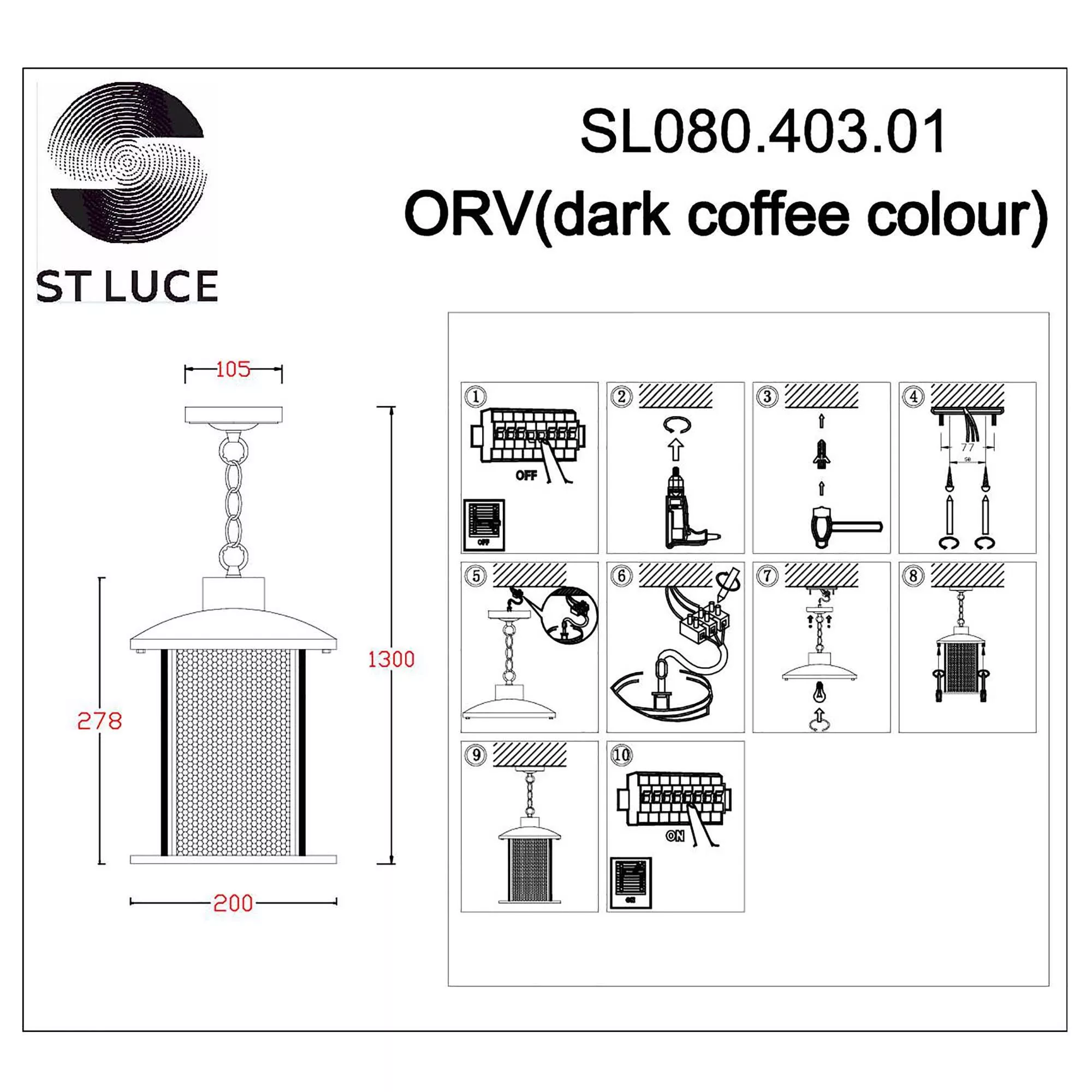 Подвесной уличный светильник ST LUCE LASTERO SL080.403.01