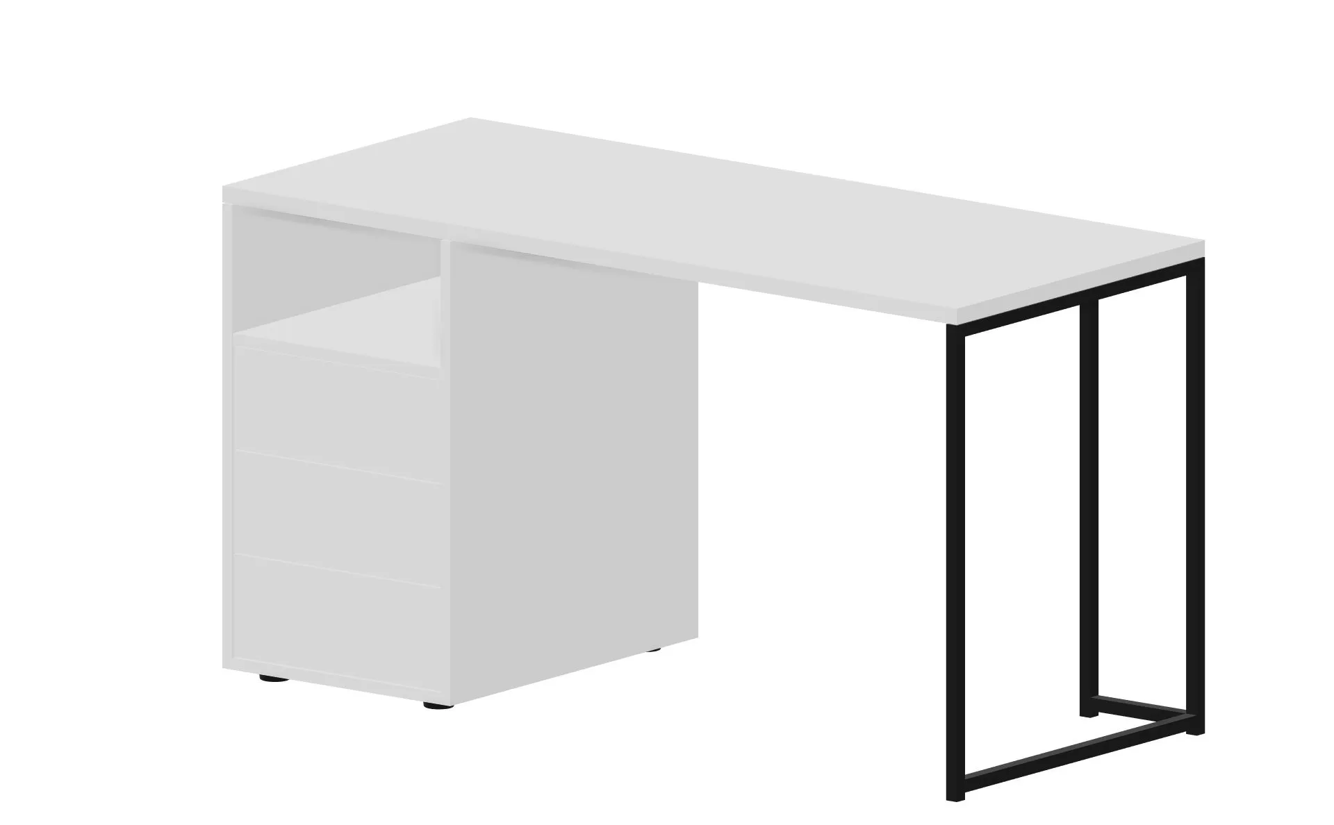 Стол на опорной тумбе с 3 ящиками левый (push-to-open, в разборе) 138х60 Link GDB LKSTG146