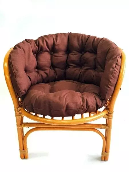 Кресло из ротанга Багама коньяк (подушки твил полные коричневые)
