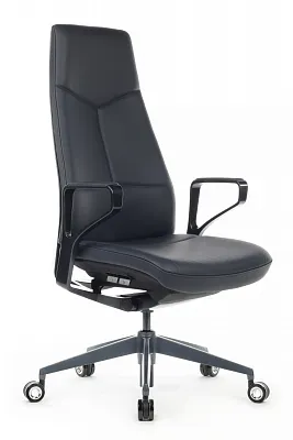 Кресло руководителя Riva Chair Zen 01E металл черный / натуральная кожа Синий