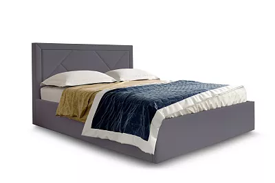 Кровать Сиеста 1400 с ПМ и бельевым ящиком альба темно-серый