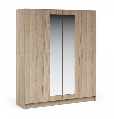 Шкаф 4-х дверный с зеркалом Антария дуб сонома