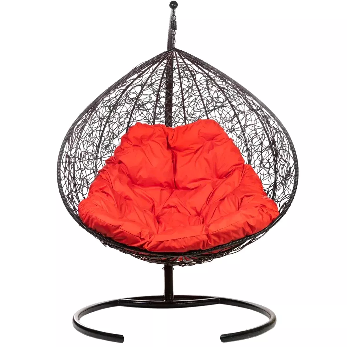 Двойное подвесное кресло Bigarden Gemini black с красной подушкой