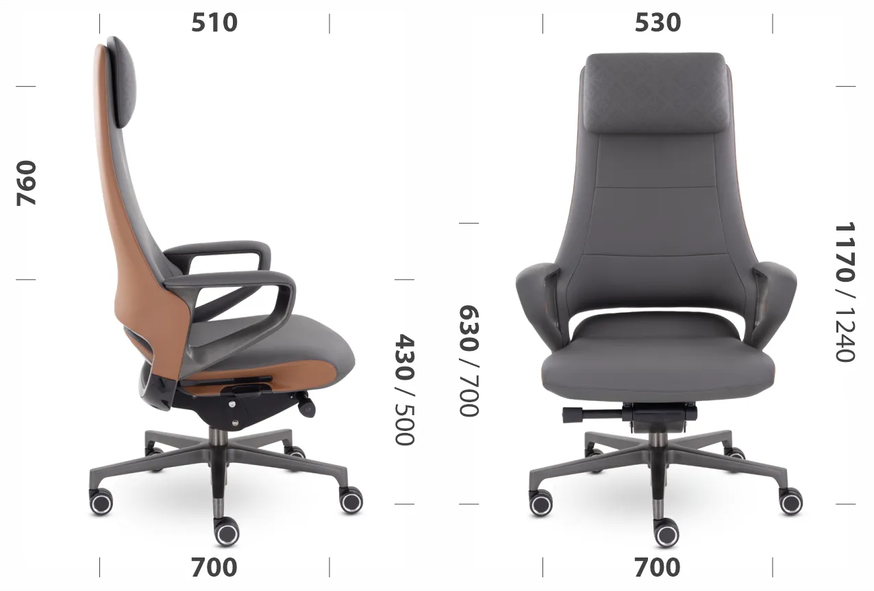 Кресло руководителя EPIK A-001-MB регулируемый подголовник экокожа кремовый / светло-серый