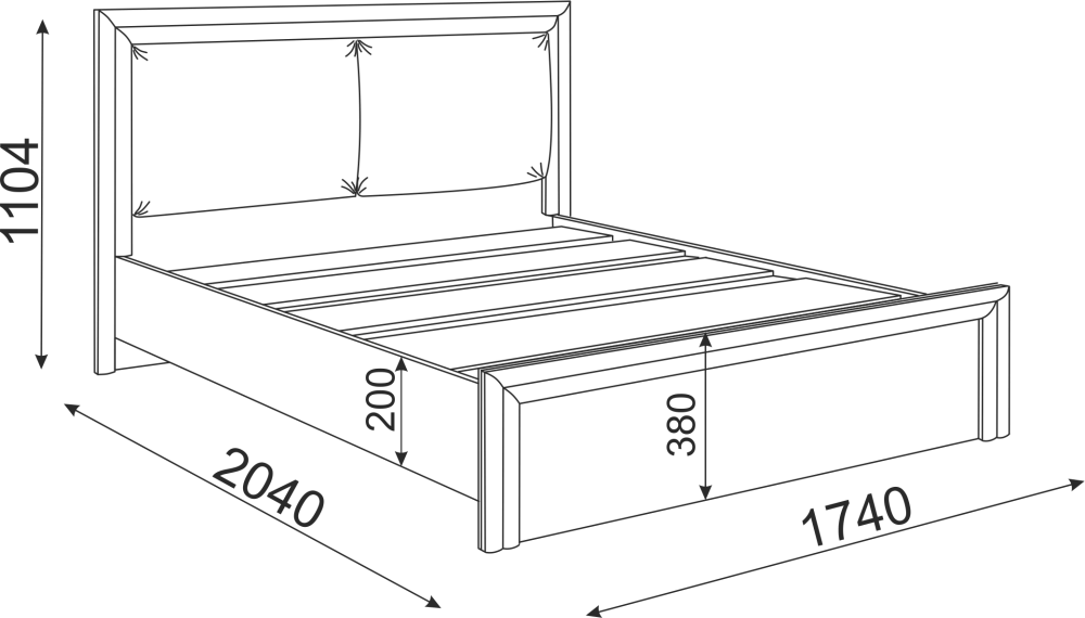 Кровать 160 см с ламелями и мягкой частью Глэдис М31