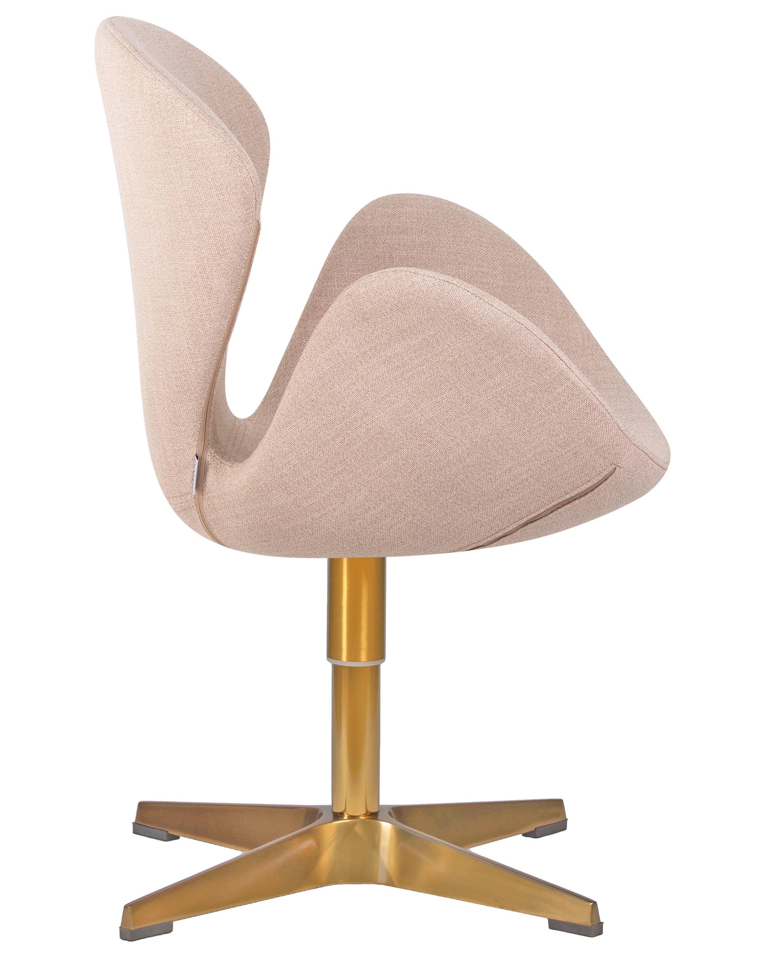 Кресло дизайнерское DOBRIN SWAN бежевая ткань IF1, золотое основание