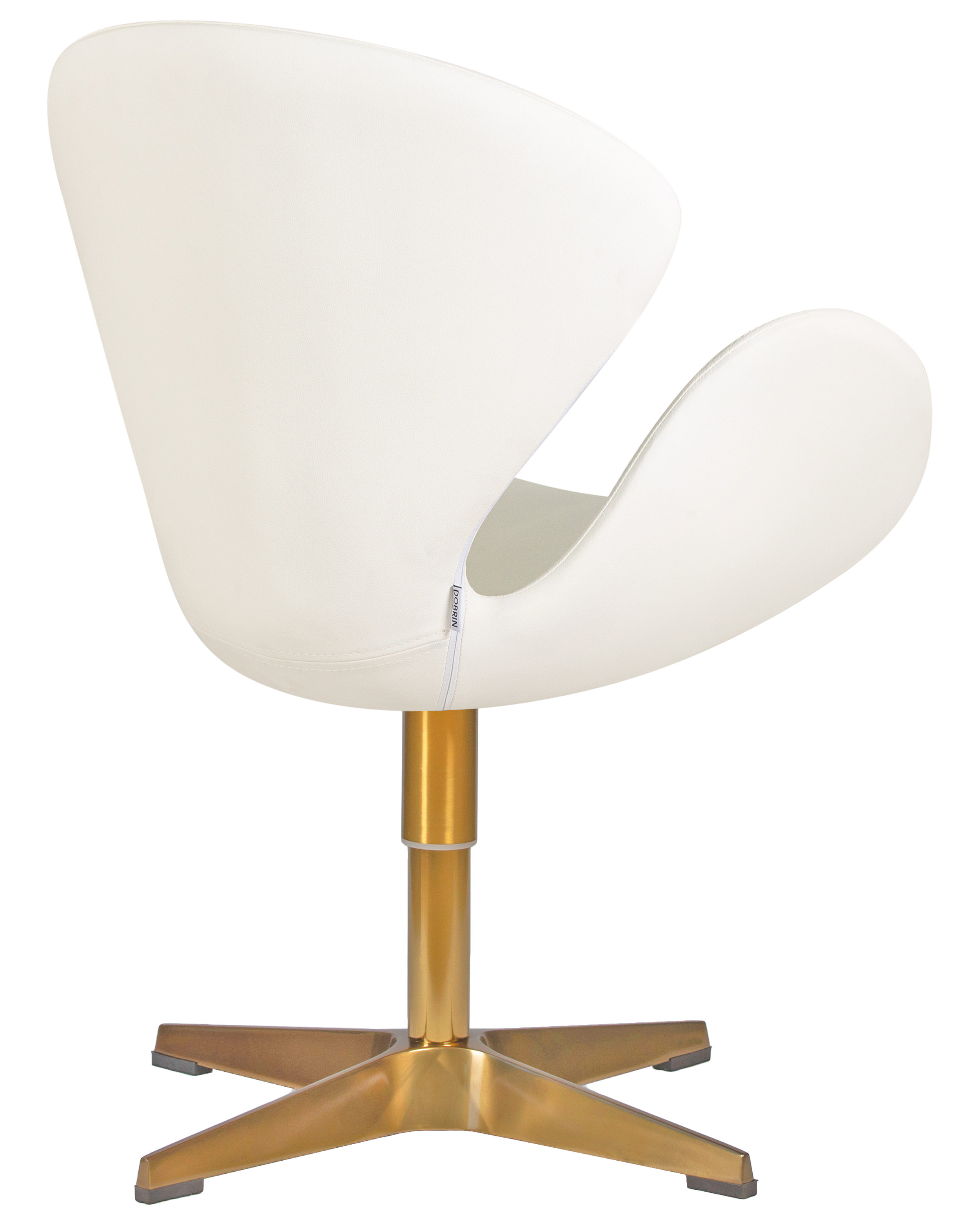 Кресло дизайнерское DOBRIN SWAN белый кожзам P23, золотое основание