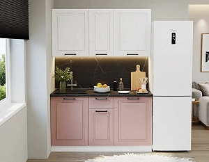 Кухонный гарнитур Аликанте 1600 Шарли pink / Шарли белый (арт.13)