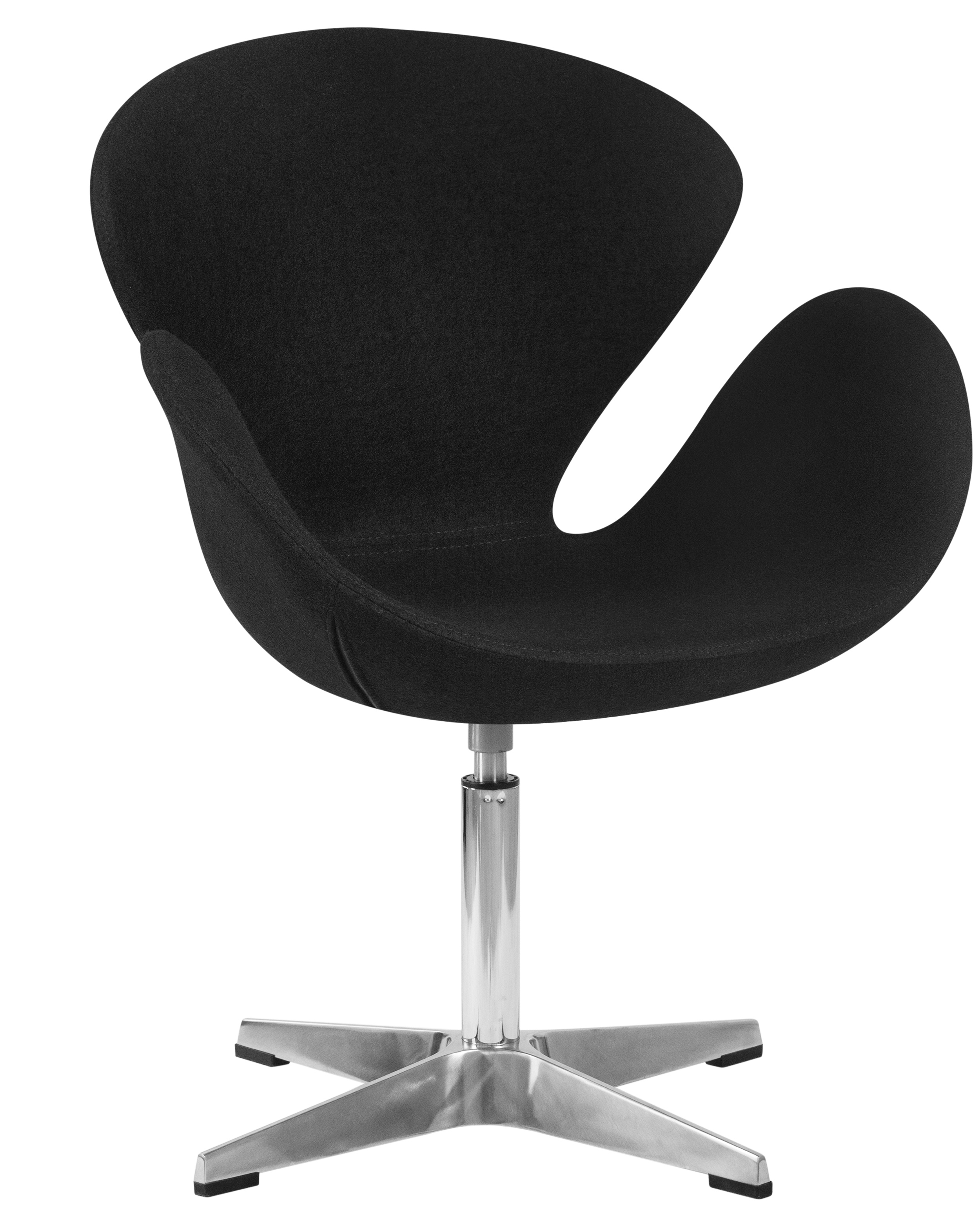 Кресло дизайнерское DOBRIN SWAN черная ткань AF9, алюминиевое основание