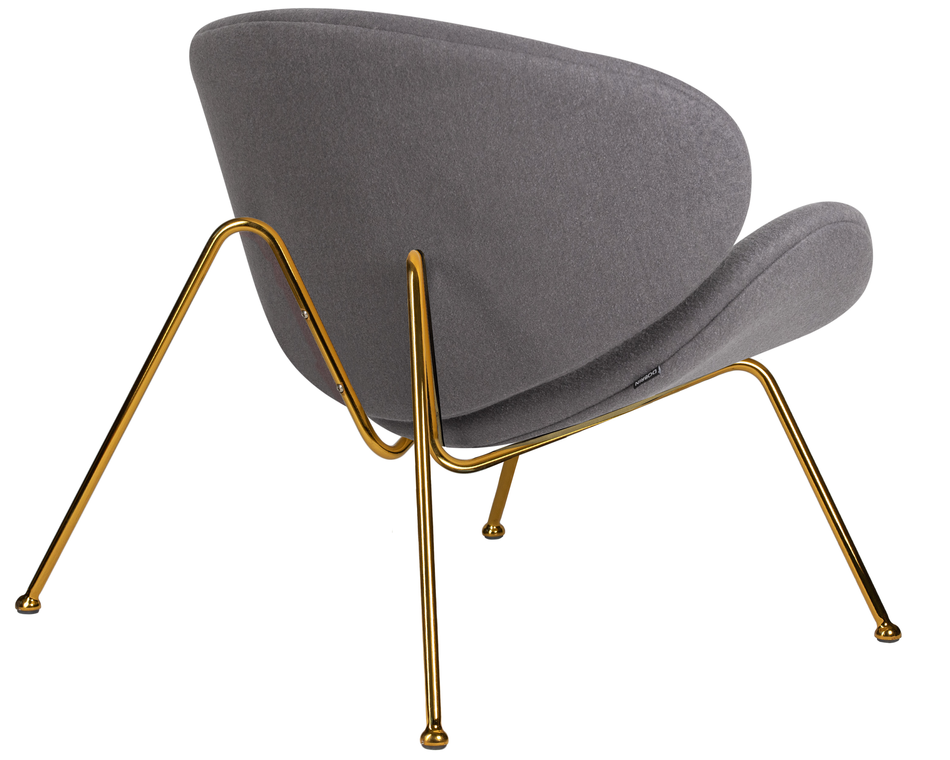 Кресло дизайнерское DOBRIN EMILY серая ткань AF7, золотое основание