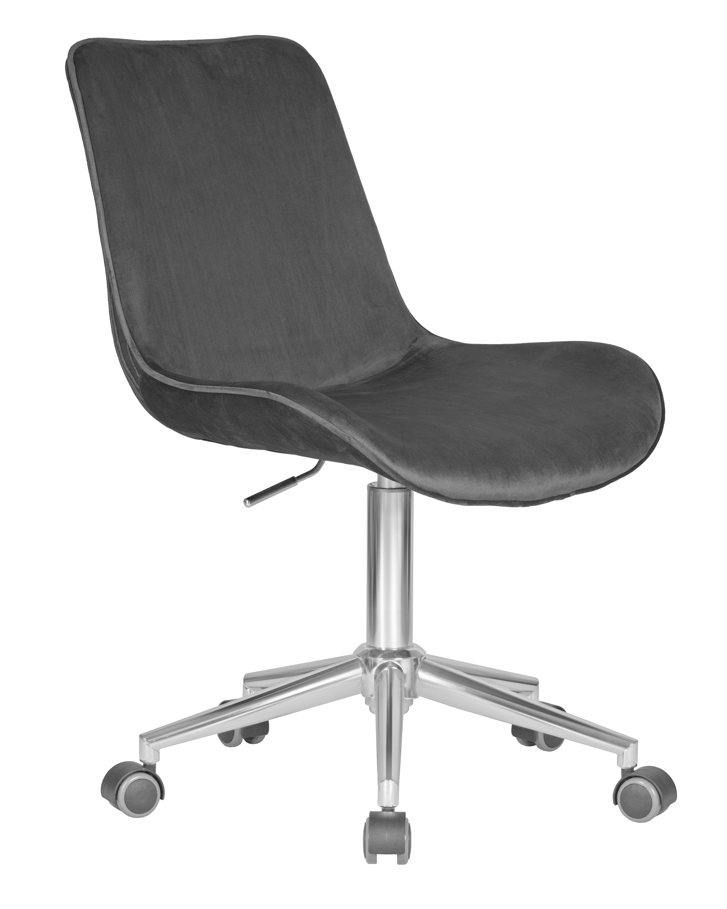 Кресло офисное DOBRIN DORA серый велюр 1922-19, хромированная сталь