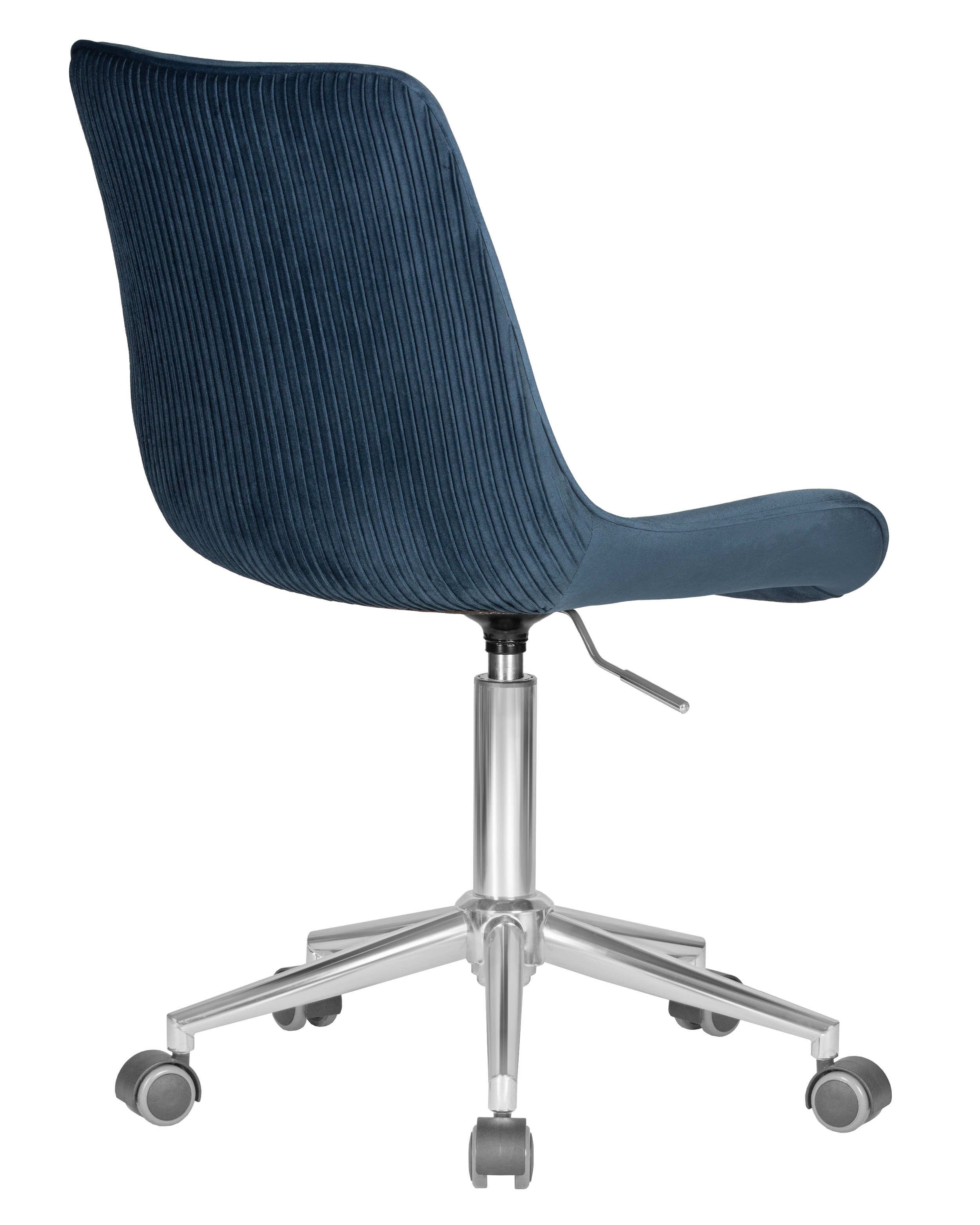 Кресло офисное DOBRIN DORA синий велюр 1922-20, хромированная сталь