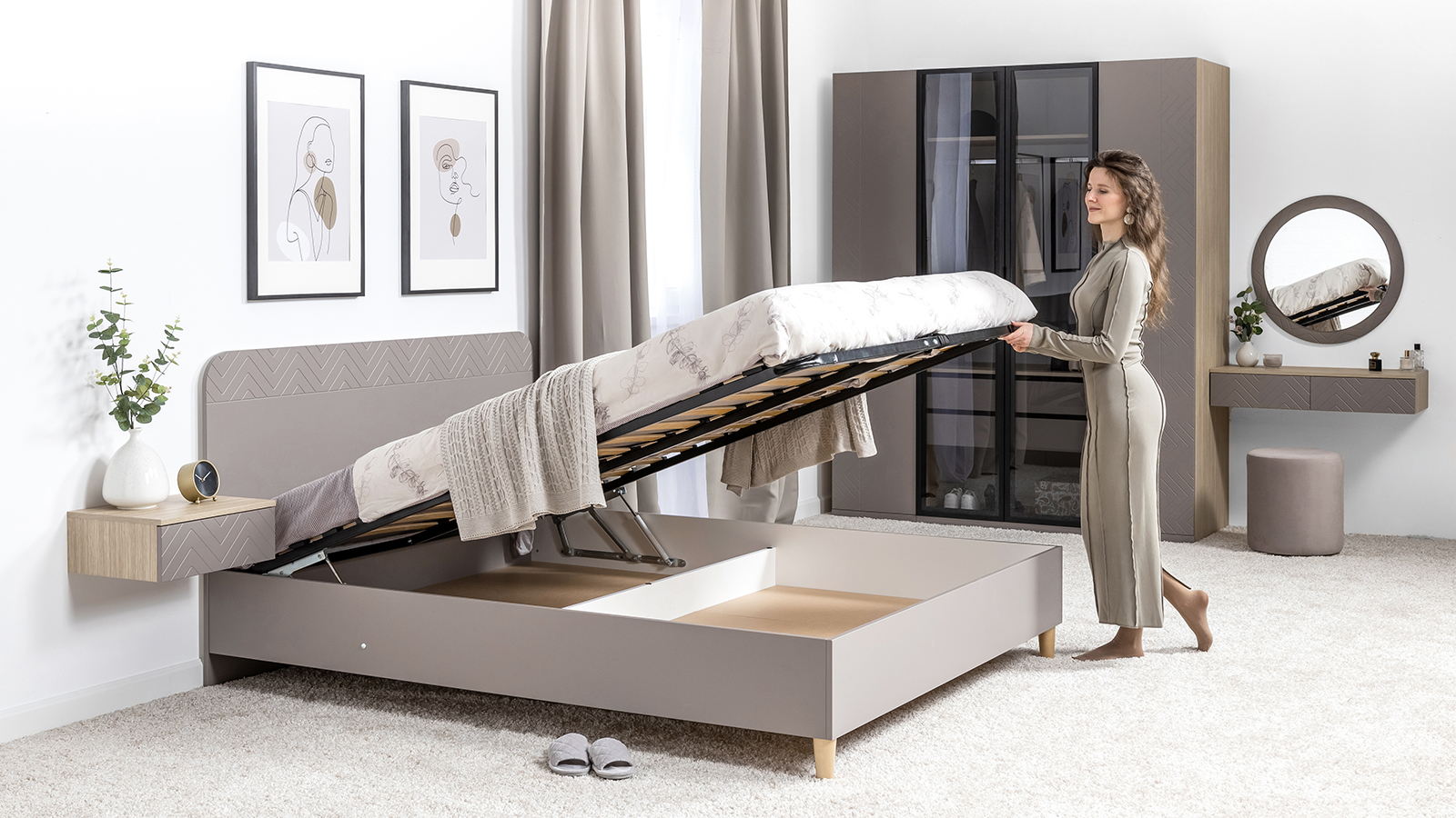 Кровать с подъемным механизмом Амьен Mobi