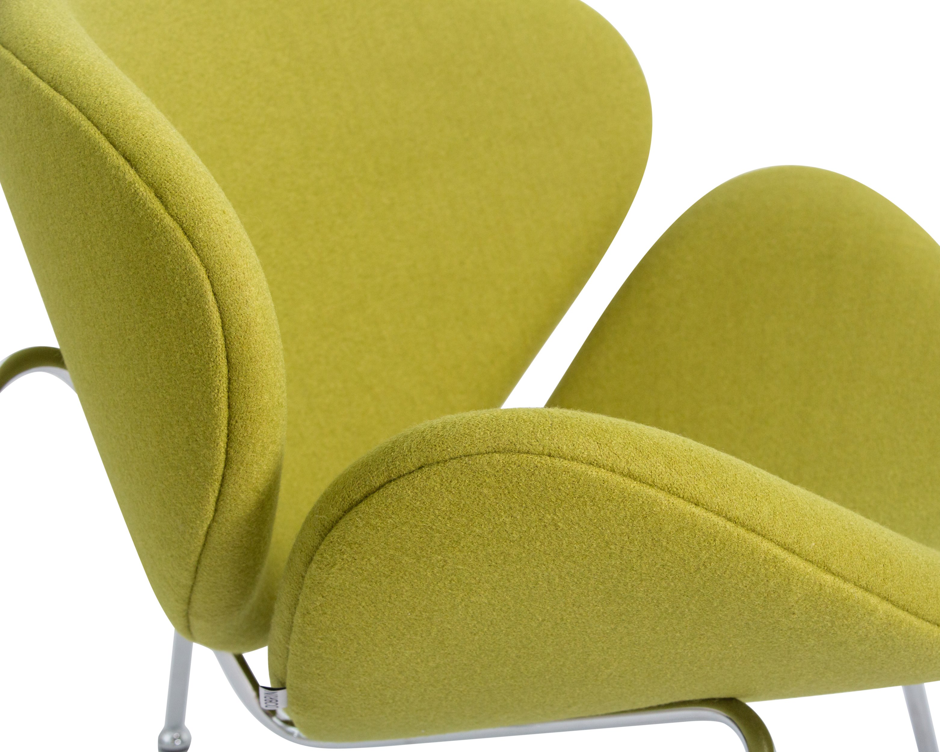 Кресло дизайнерское DOBRIN EMILY светло-зеленая ткань AF3, хромированная сталь