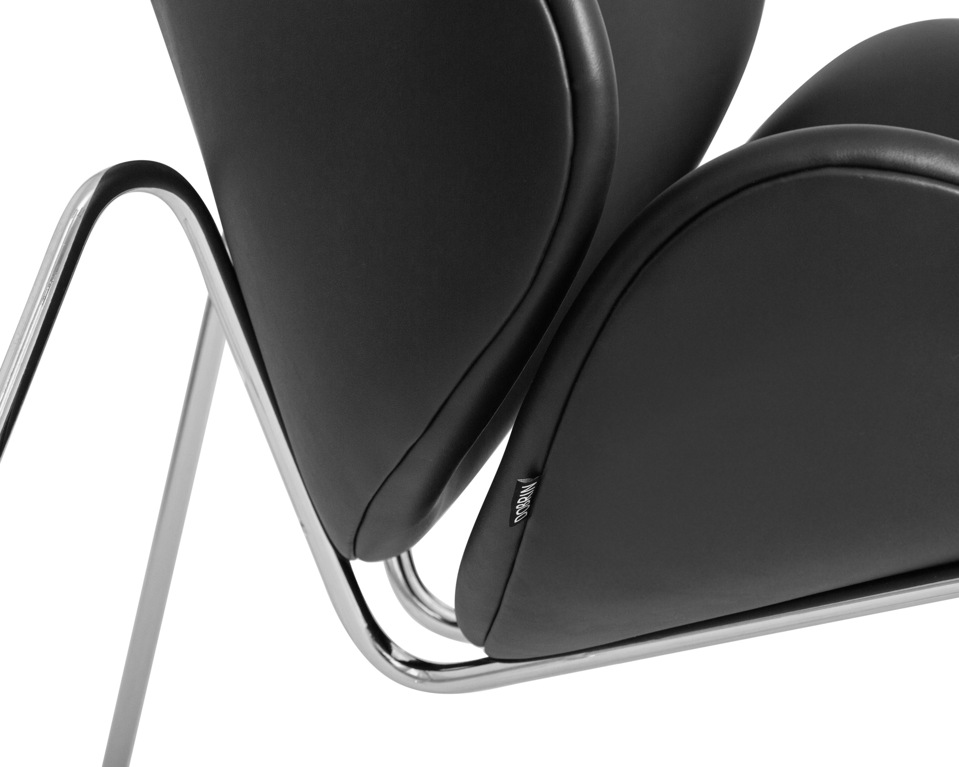 Кресло дизайнерское DOBRIN EMILY черный винил YP16, хромированная сталь
