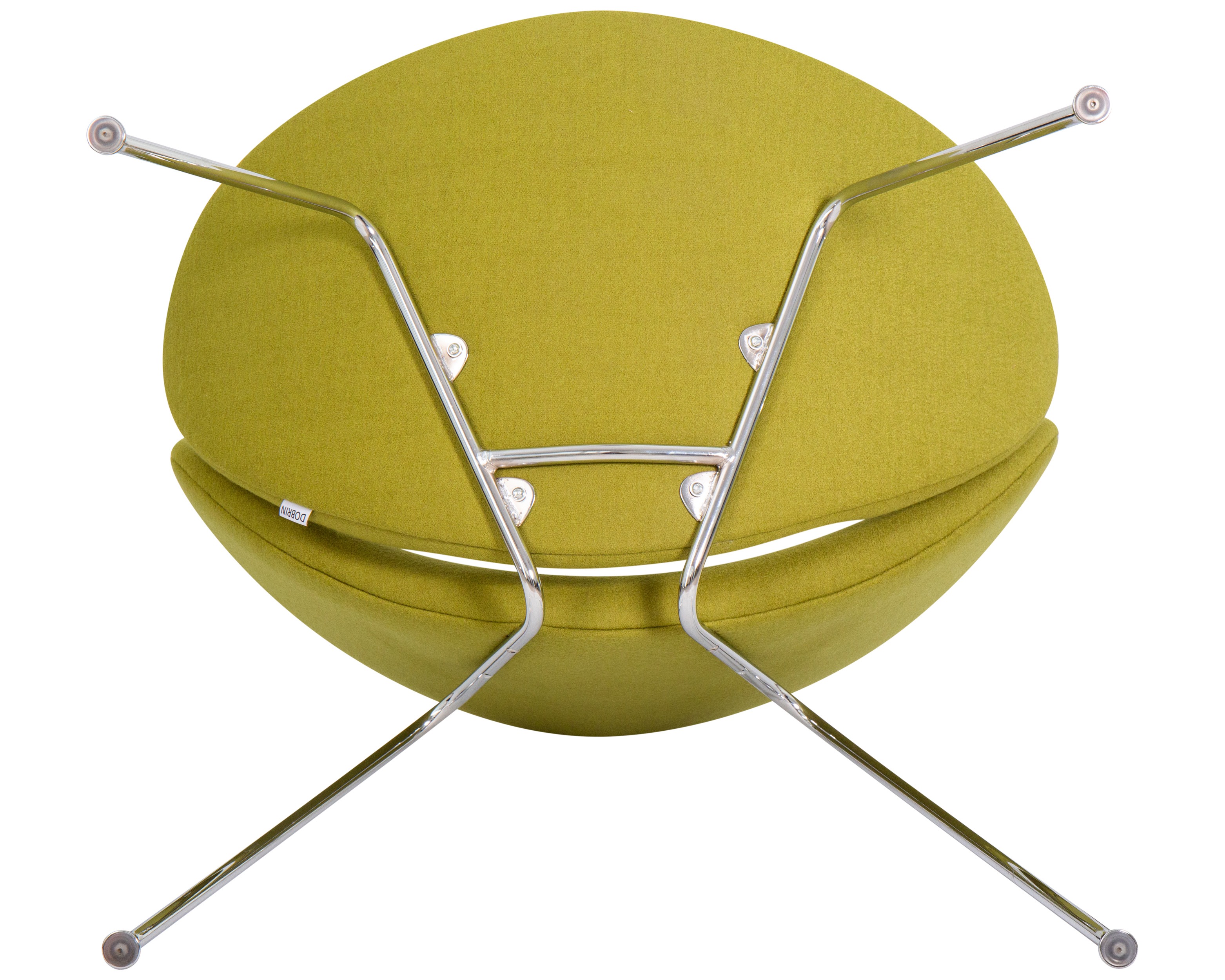 Кресло дизайнерское DOBRIN EMILY светло-зеленая ткань AF3, хромированная сталь