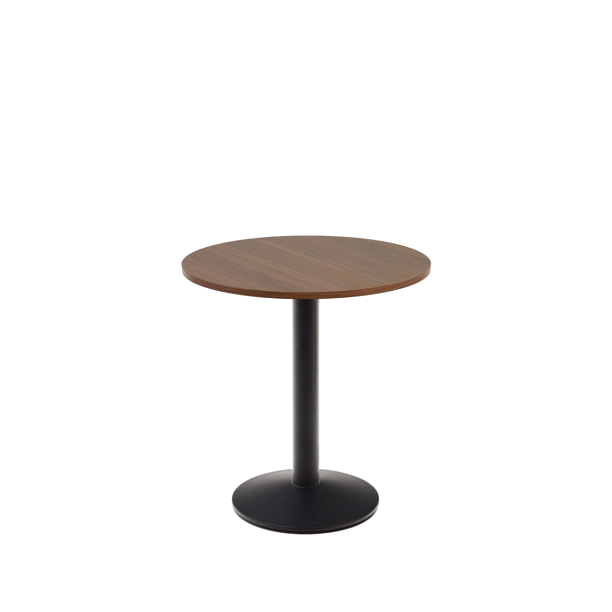 Круглый барный столик La Forma Esilda  ореховая отделка черная металлическая ножка 177985