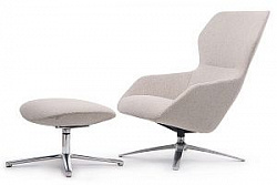 Кресло RIVA DESIGN Кресло F1705 + оттоманка (кашемир) светло-серый