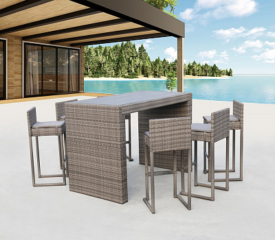 Барный комплект плетеной мебели Afina Garden T390GD/Y390G-W78_6Pcs Grey Серый